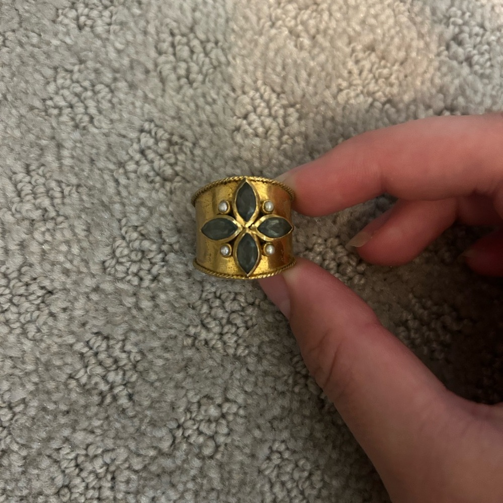 Julie Vos Gold Ring with Black Accents